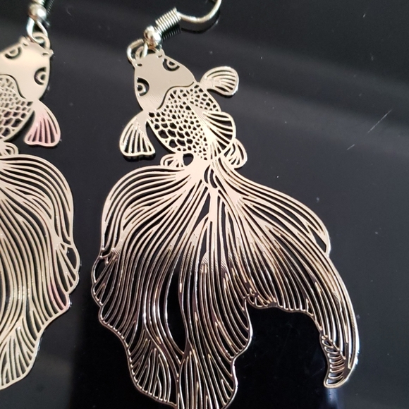 Koi Fish Cut-out Copper Earrings - Picture 3 of 4